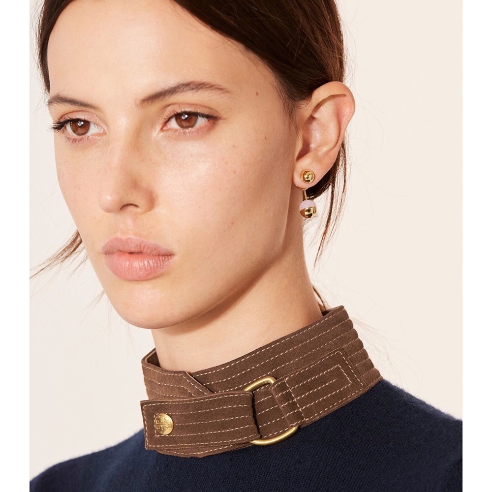 TORY BURCH •  Logo Bead Ear Jackets Earrings - Picture 2 of 5